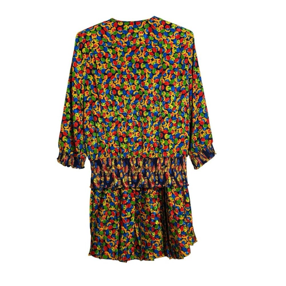 Vintage Montage Mosaic Blouse Top Skirt Set Matching Size M Retro Spool All Over - Picture 2 of 12